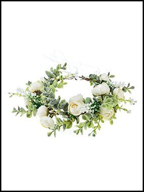 Eucalyptus Leaf Flower Crown Adjustable Ribbon Wedding Bridal Headband